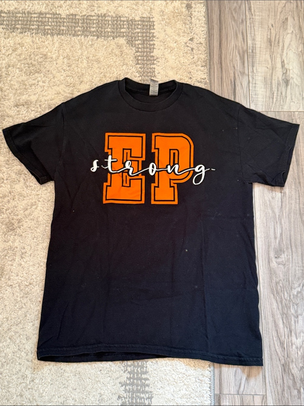 EP Strong Black Graphic Tee with Orange Logo